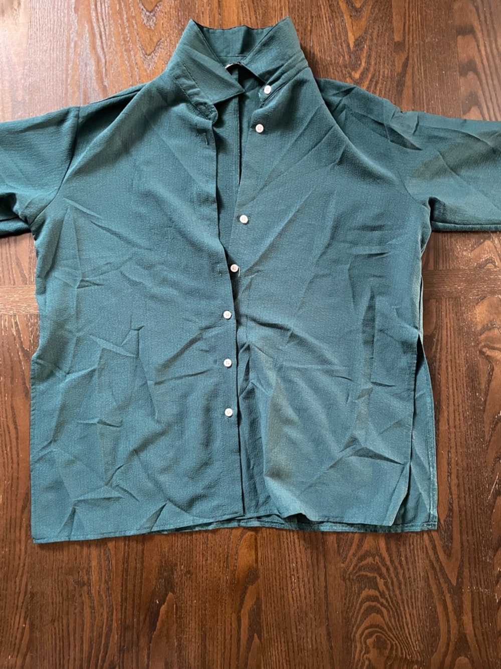 SHEIN Teal Green Textured Button-Up Top